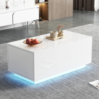 Table basse relevable avec LED et plateau ajustable