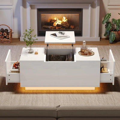 Table basse relevable avec LED et plateau ajustable