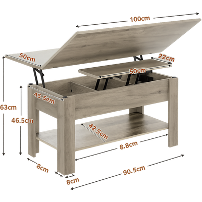 Table basse relevable extensible 3 en 1