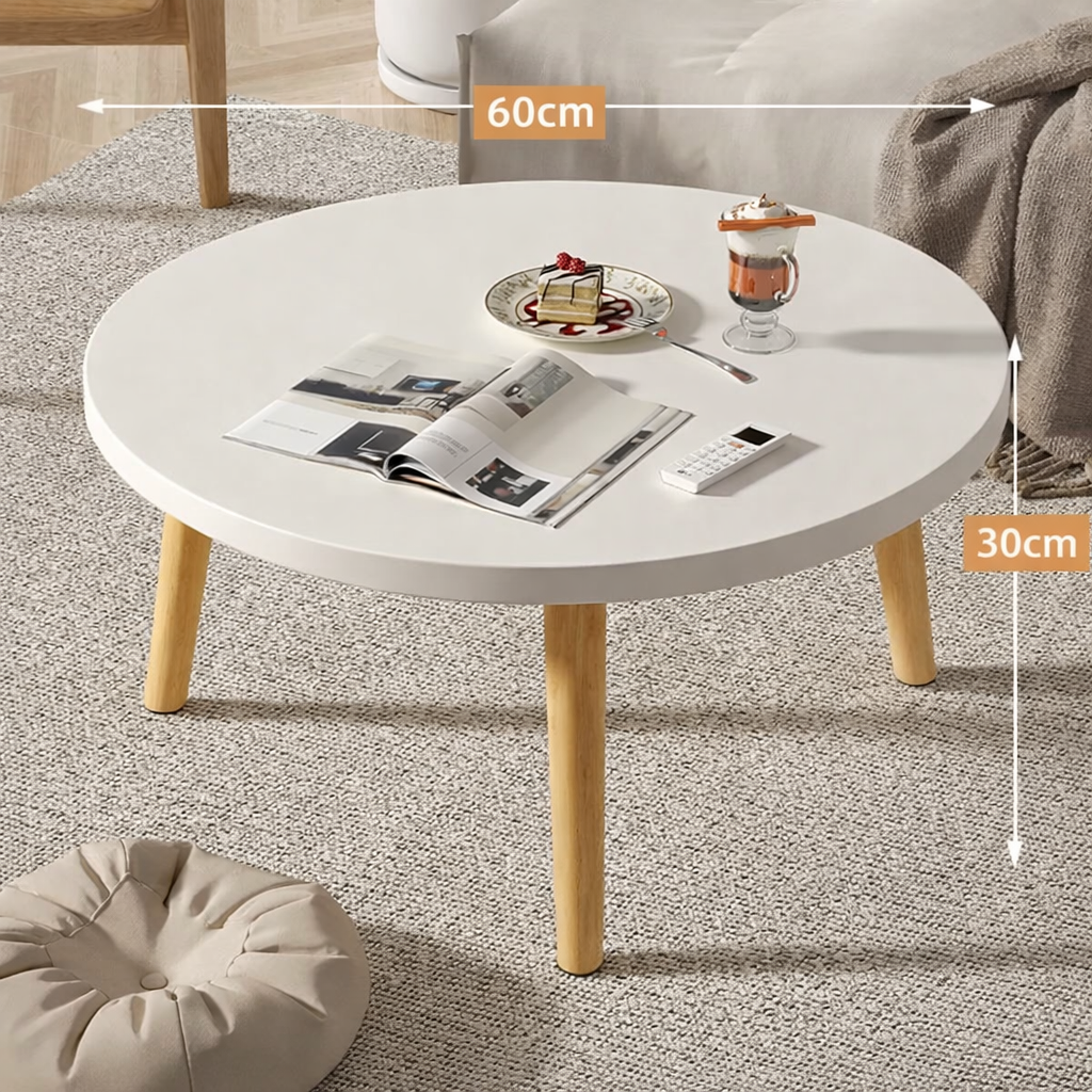 Table basse ronde en bois minimaliste