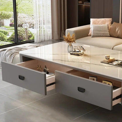 Table basse design effet marbre avec rangements
