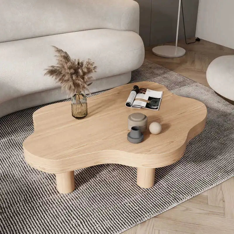 Table basse en bois massif forme nuage design