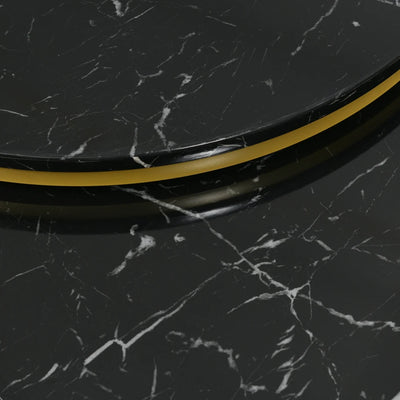 Table basse ronde gigogne effet marbre design noir