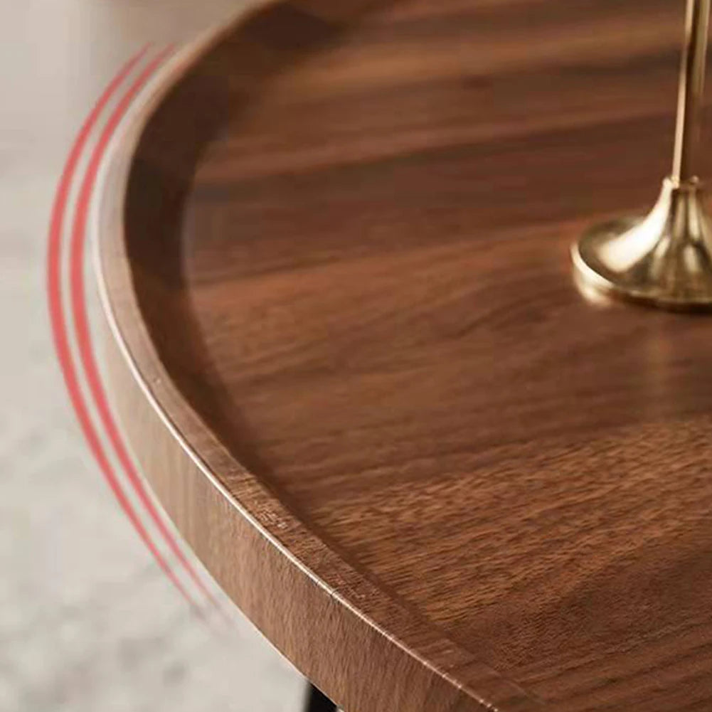 Table basse gigogne ronde en bois de noyer