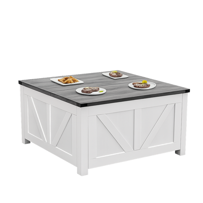 Table basse carrée à plateau relevable en bois design