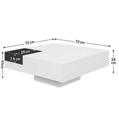 Table basse carrée avec LED et rangement amovible