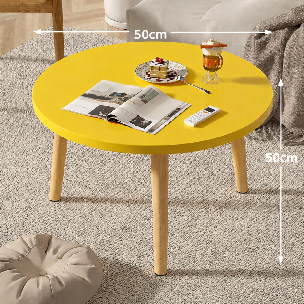 Table basse ronde en bois minimaliste