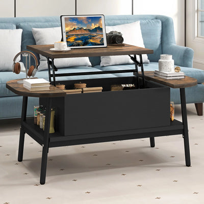 Table basse organique relevable avec rangement