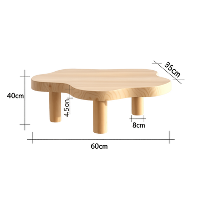 Table basse en bois massif forme nuage design