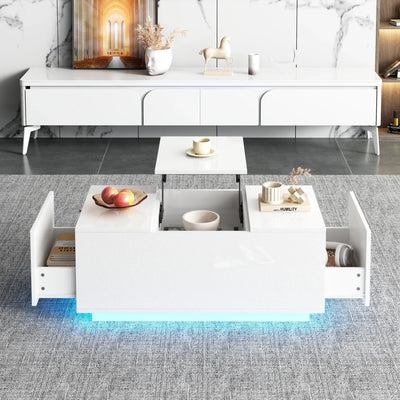 Table basse relevable avec LED et plateau ajustable