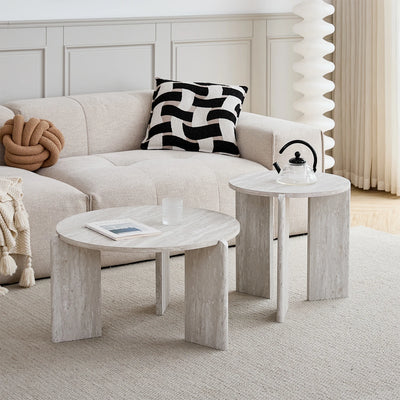 Table basse gigogne ronde en bois design scandinave