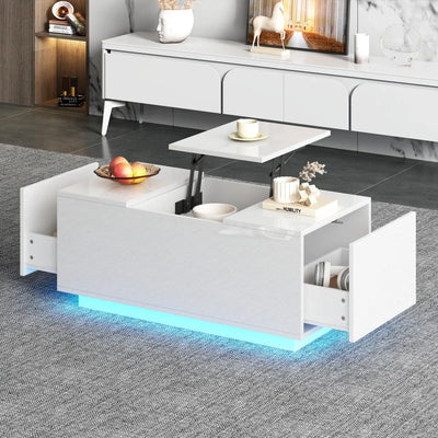 Table basse relevable avec LED et plateau ajustable