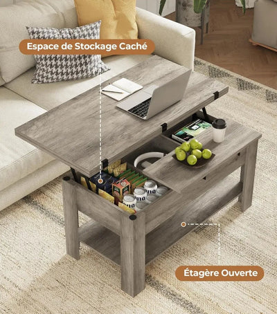 Table basse relevable extensible 3 en 1