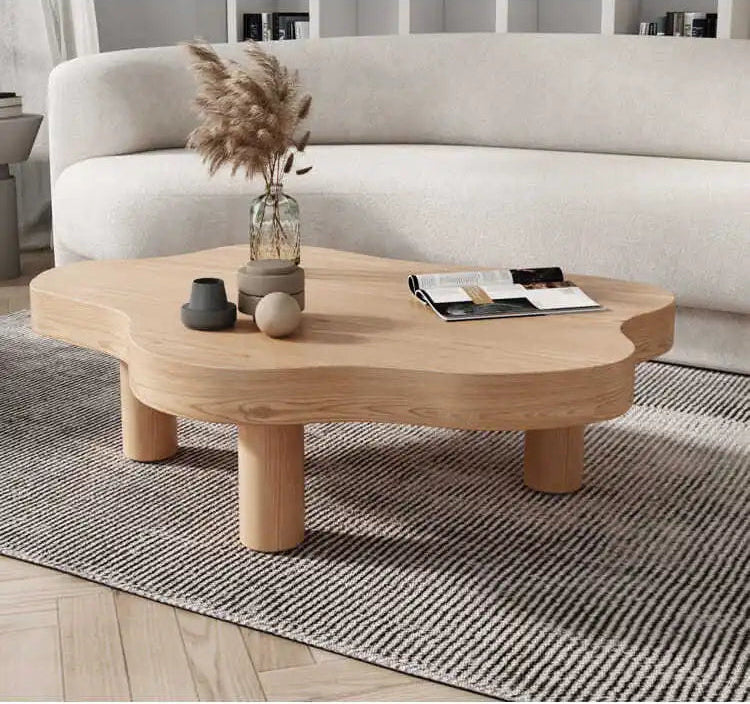 Table basse en bois massif forme nuage design