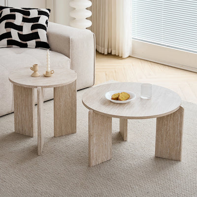 Table basse gigogne ronde en bois design scandinave