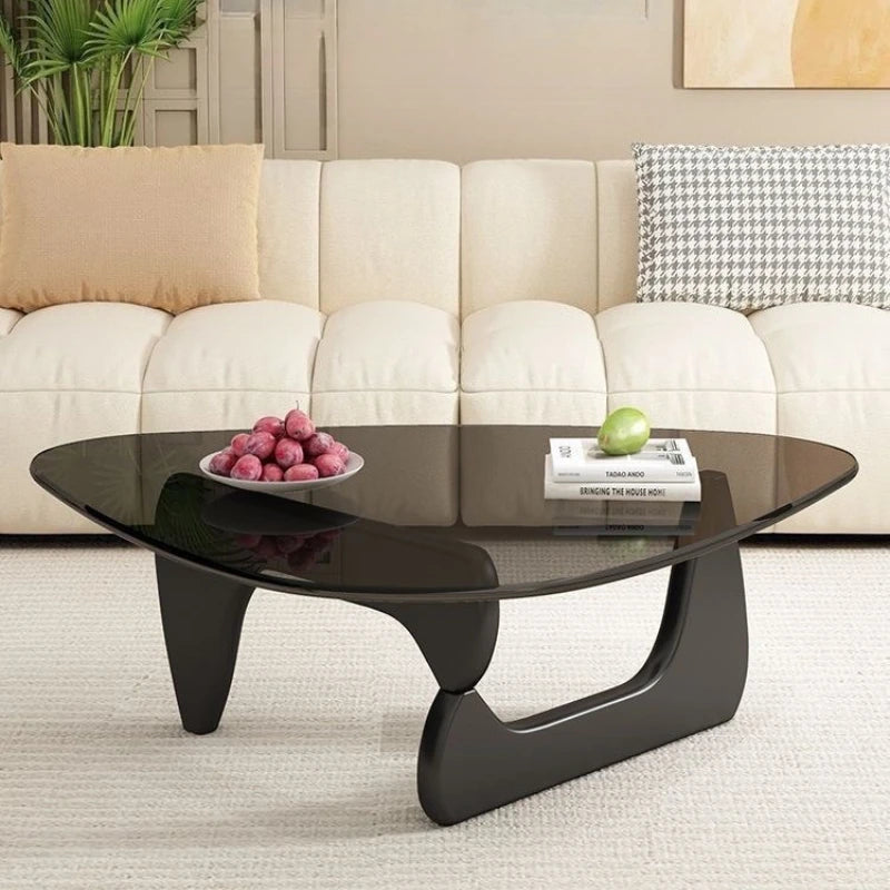 Table basse ovale en verre design scandinave