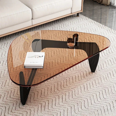 Table basse ovale en verre design scandinave
