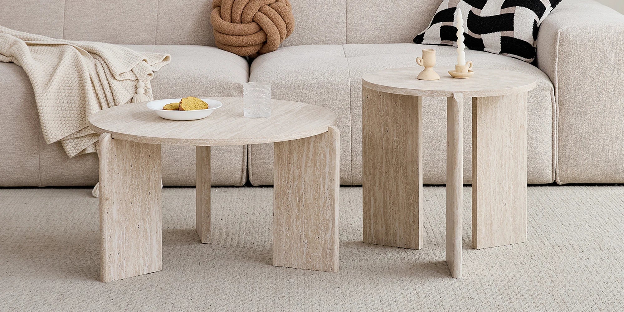 Table basse gigogne ronde en bois design scandinave