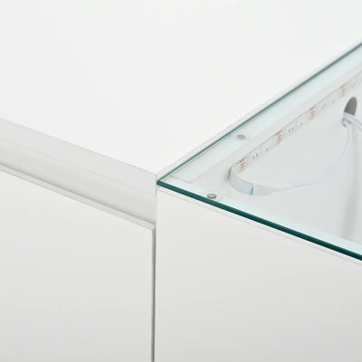 Table basse moderne en verre avec LED et rangements