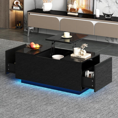 Table basse relevable avec LED et plateau ajustable