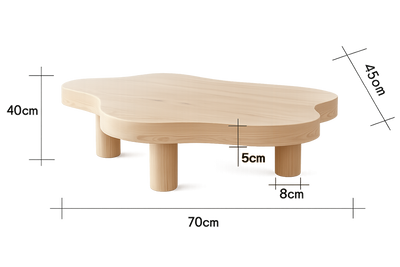 Table basse en bois massif forme nuage design