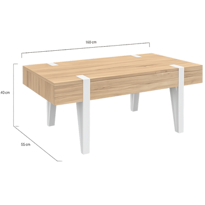 Table basse industrielle bois et métal avec tiroir