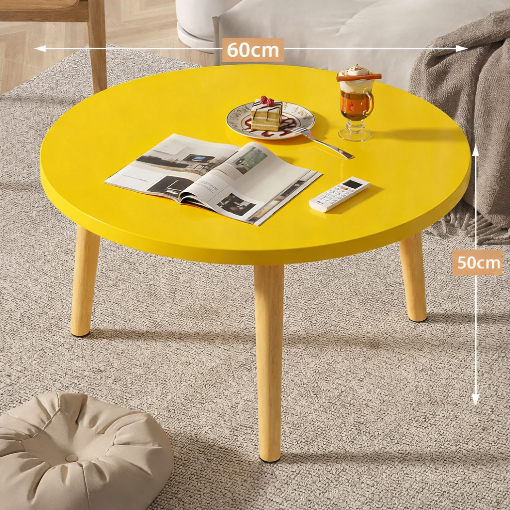 Table basse ronde en bois minimaliste