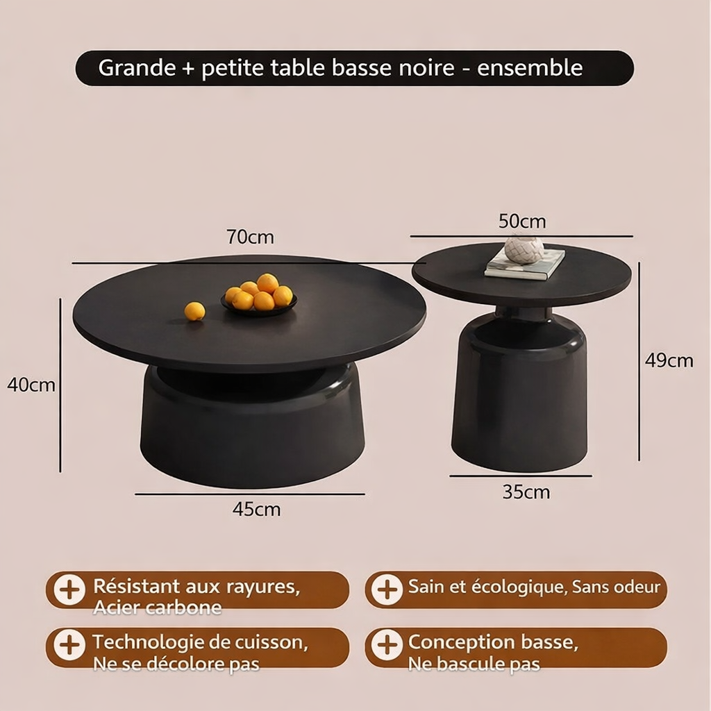 Table basse gigogne ronde et design scandinave