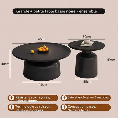 Table basse gigogne ronde et design scandinave