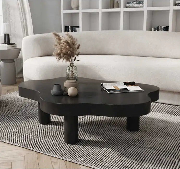 Table basse en bois massif forme nuage design