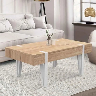 Table basse industrielle bois et métal avec tiroir