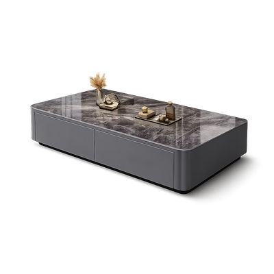 Table basse design effet marbre avec rangements
