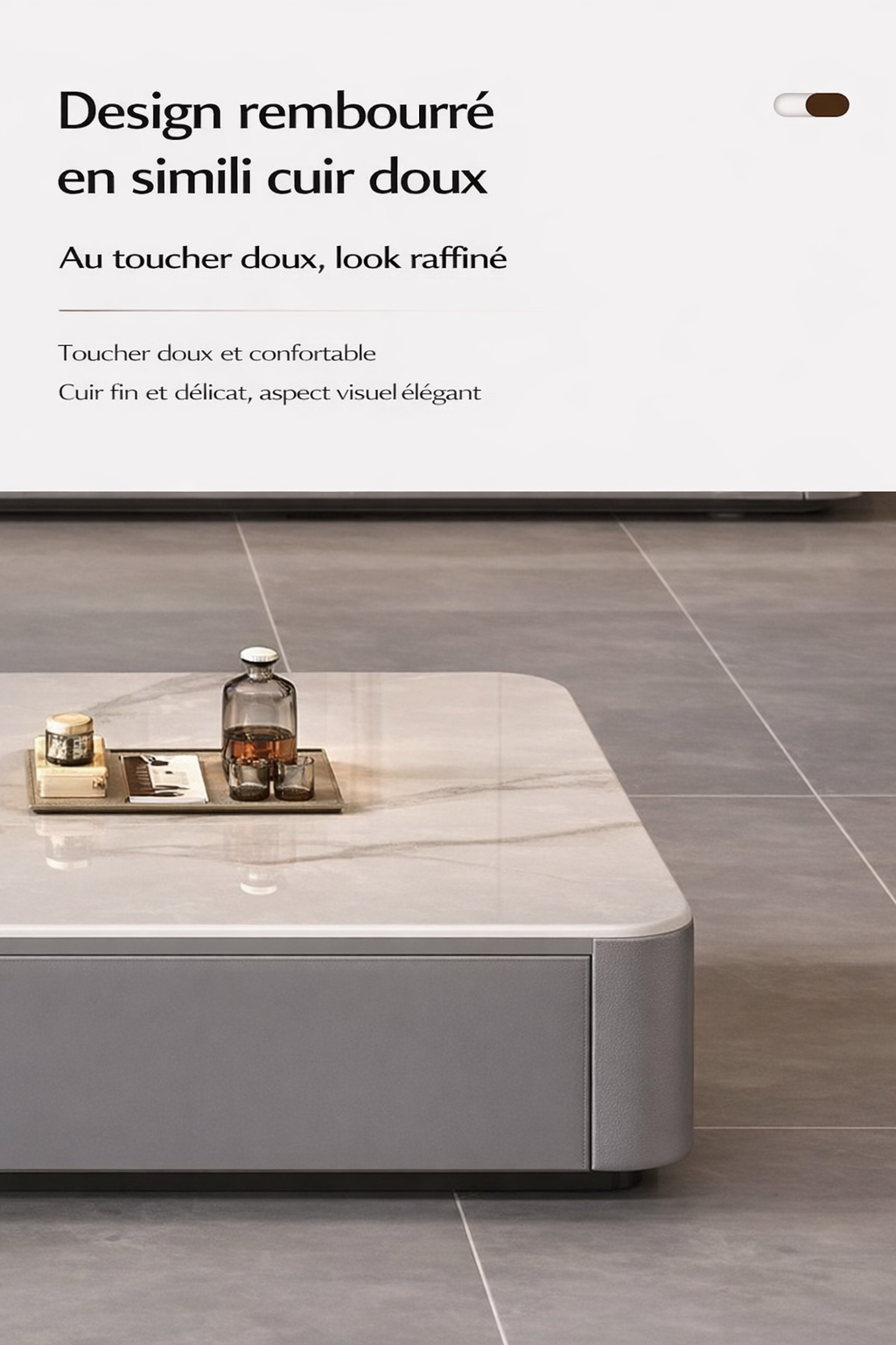 Table basse design effet marbre avec rangements