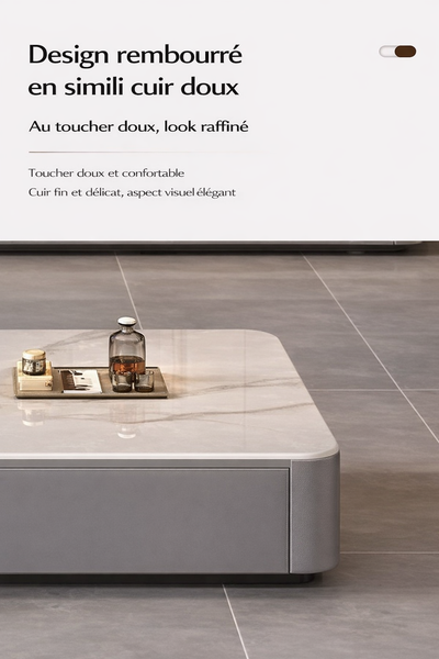 Table basse design effet marbre avec rangements