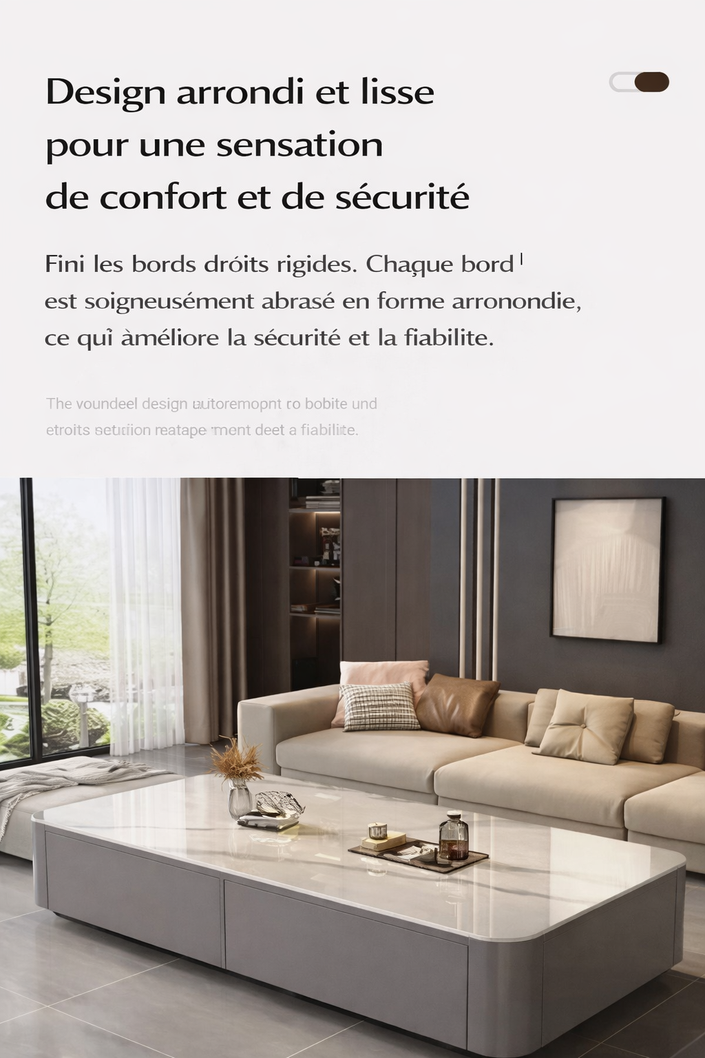 Table basse design effet marbre avec rangements