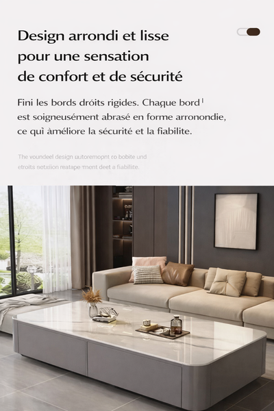 Table basse design effet marbre avec rangements