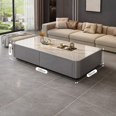 Table basse design effet marbre avec rangements