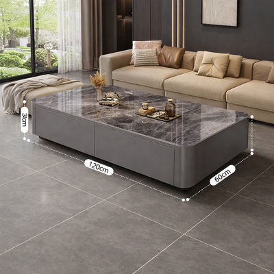 Table basse design effet marbre avec rangements
