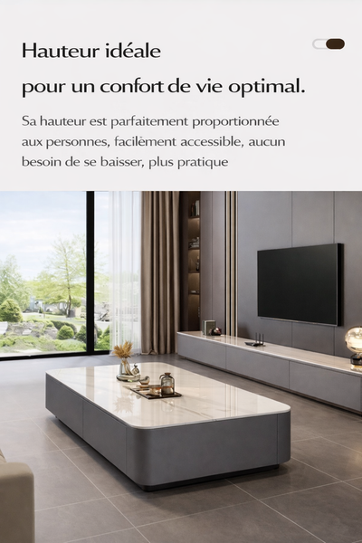 Table basse design effet marbre avec rangements