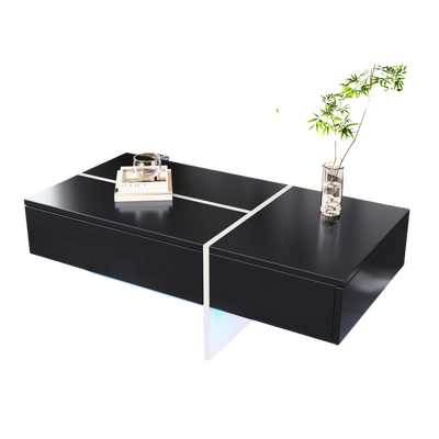 Table basse design noire et blanche avec LED