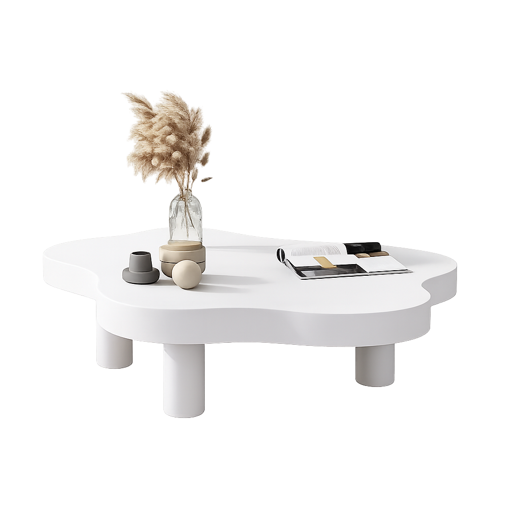 Table basse en bois massif forme nuage design