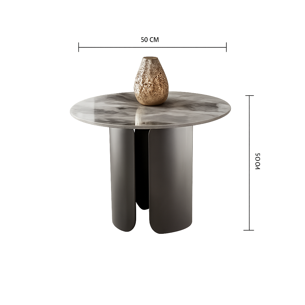 Table basse gigogne ronde en marbre et métal style nordique