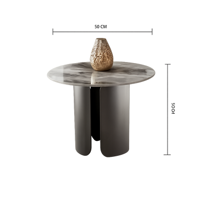 Table basse gigogne ronde en marbre et métal style nordique