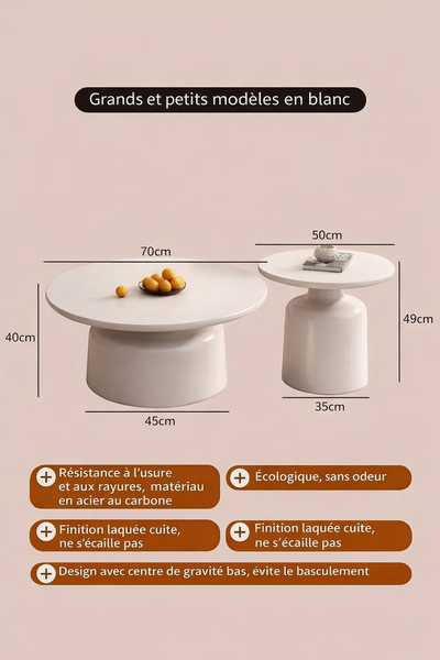 Table basse gigogne ronde et design scandinave