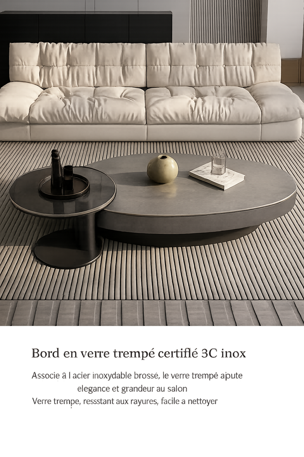 Table basse gigogne ronde et organique au design luxe