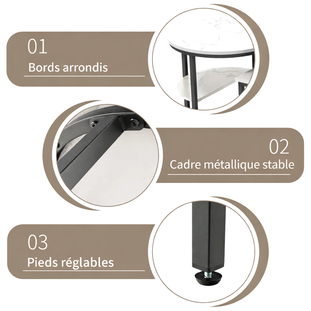 Table basse gigogne ronde et ovale avec rangement