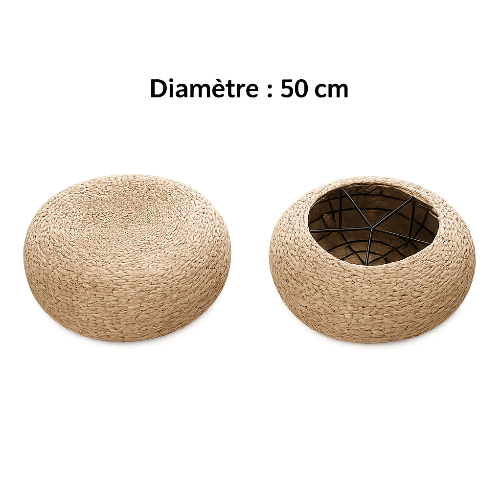 Table basse ovale en rotin naturel pour salon et espace détente