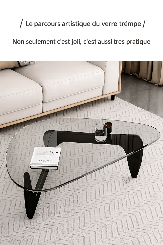 Table basse ovale en verre design scandinave