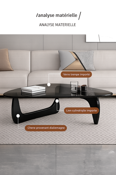 Table basse ovale en verre design scandinave