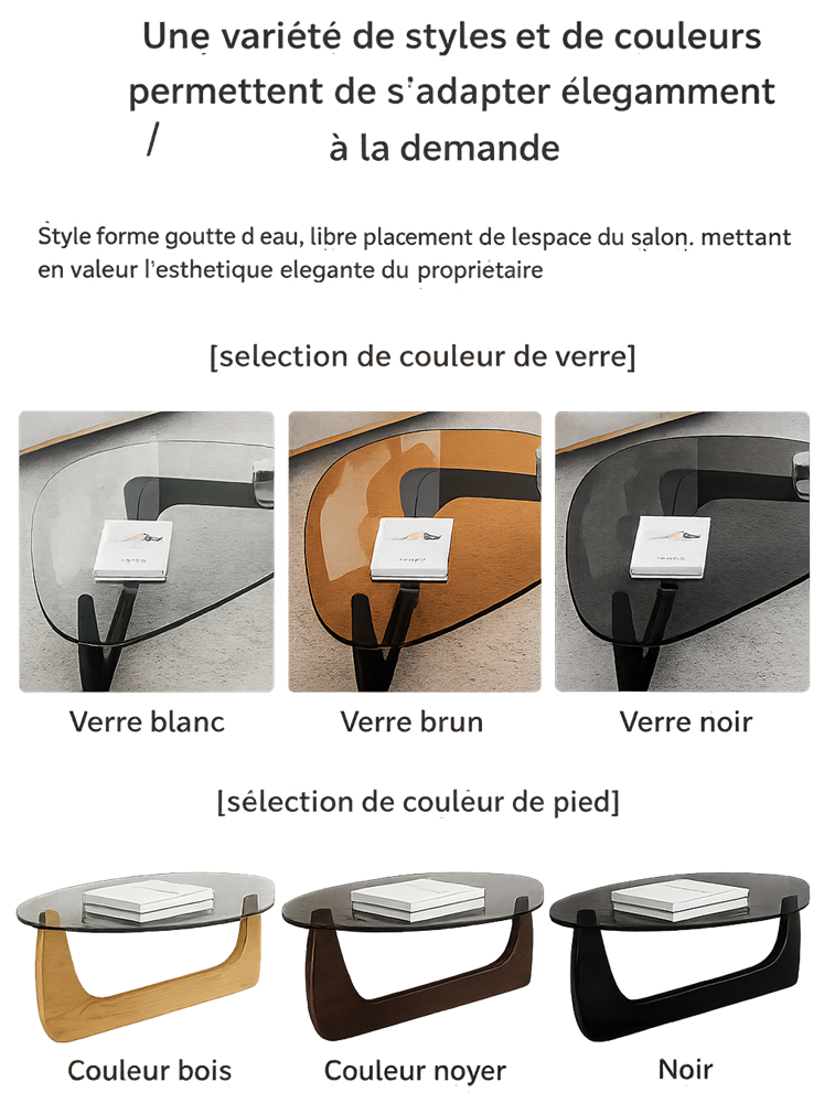 Table basse ovale en verre design scandinave